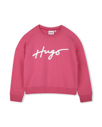 Sweatshirt imprimé à col rond en molleton - Shocking