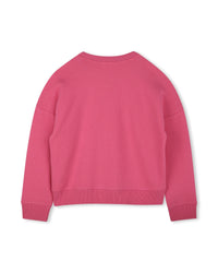 Sweatshirt imprimé à col rond en molleton - Shocking