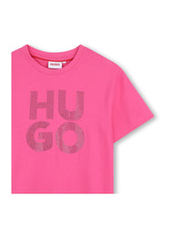Short-sleeved cotton dress - Shocking
