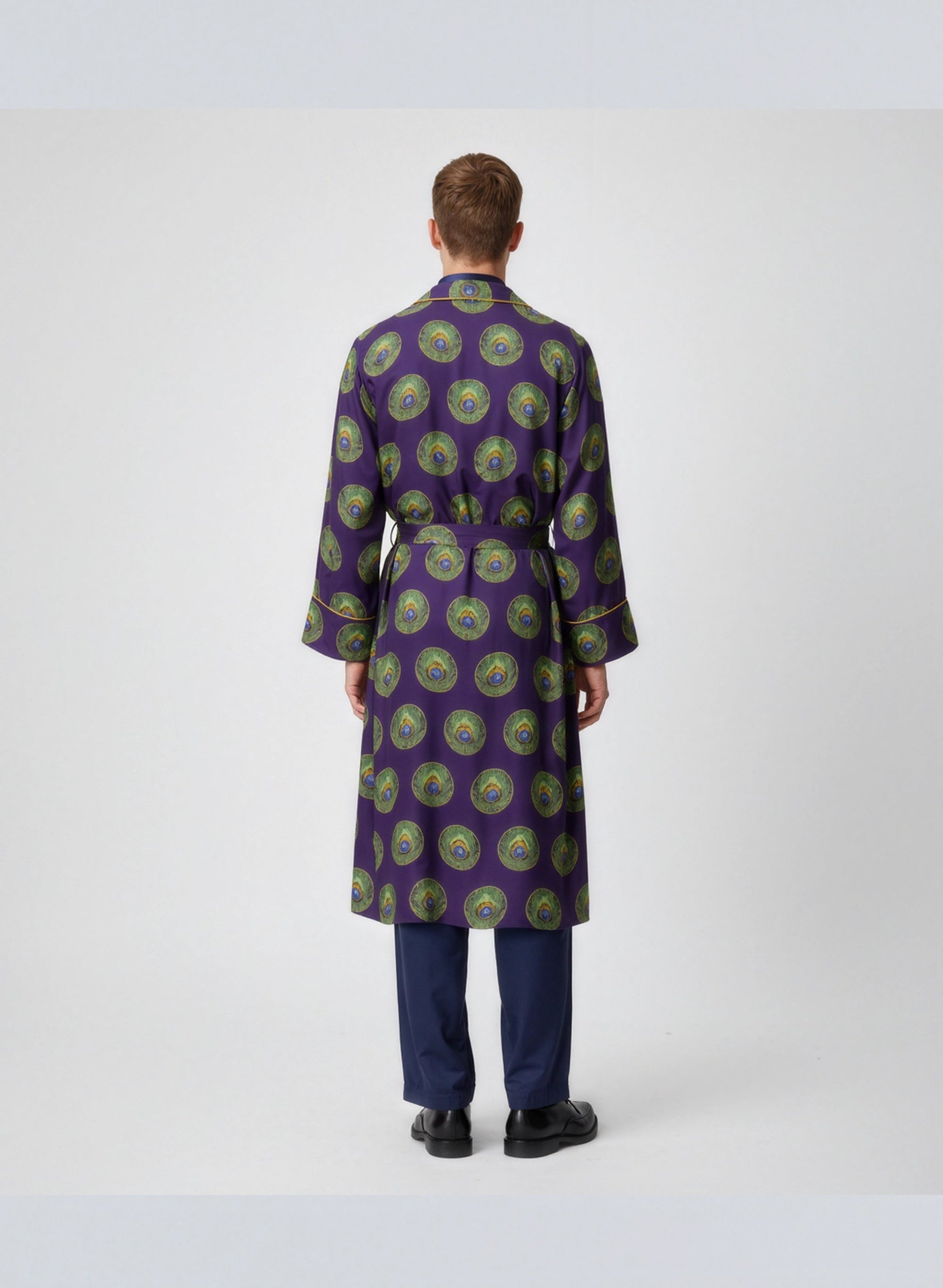 Silk peacock feather kimono - Violet