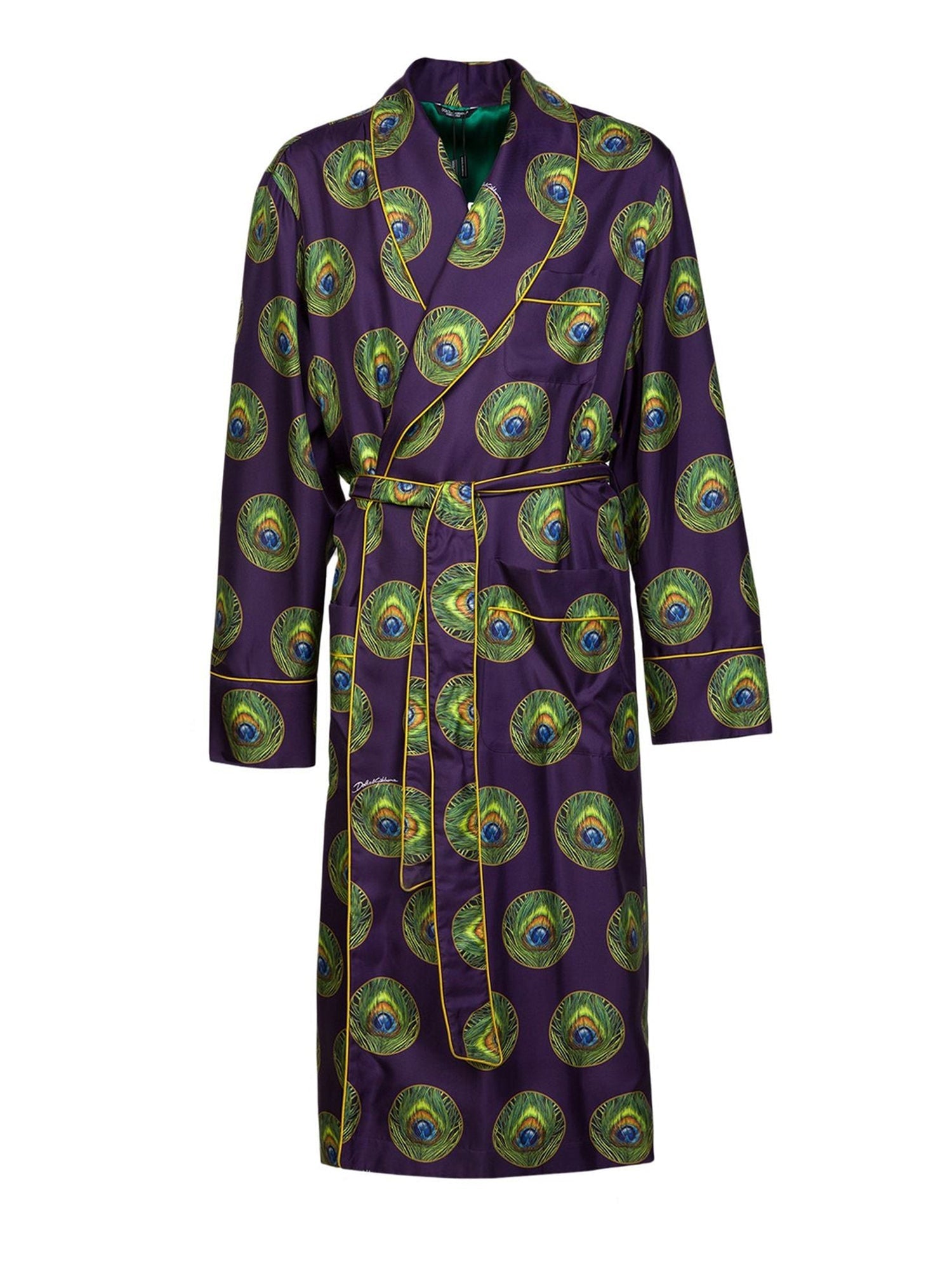 Silk peacock feather kimono - Violet