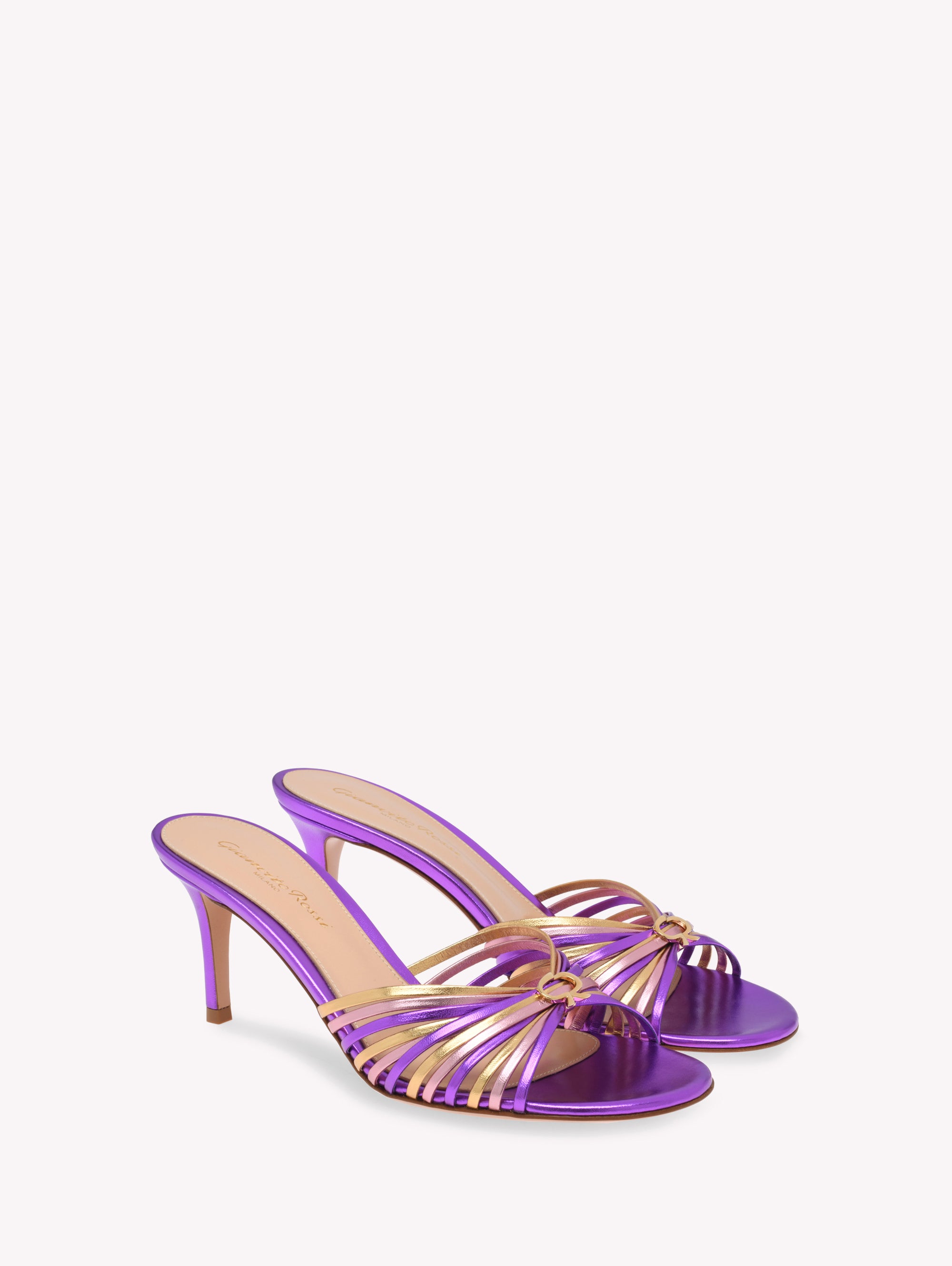 Sandales Vyna 70 en cuir lisse - Pourpre