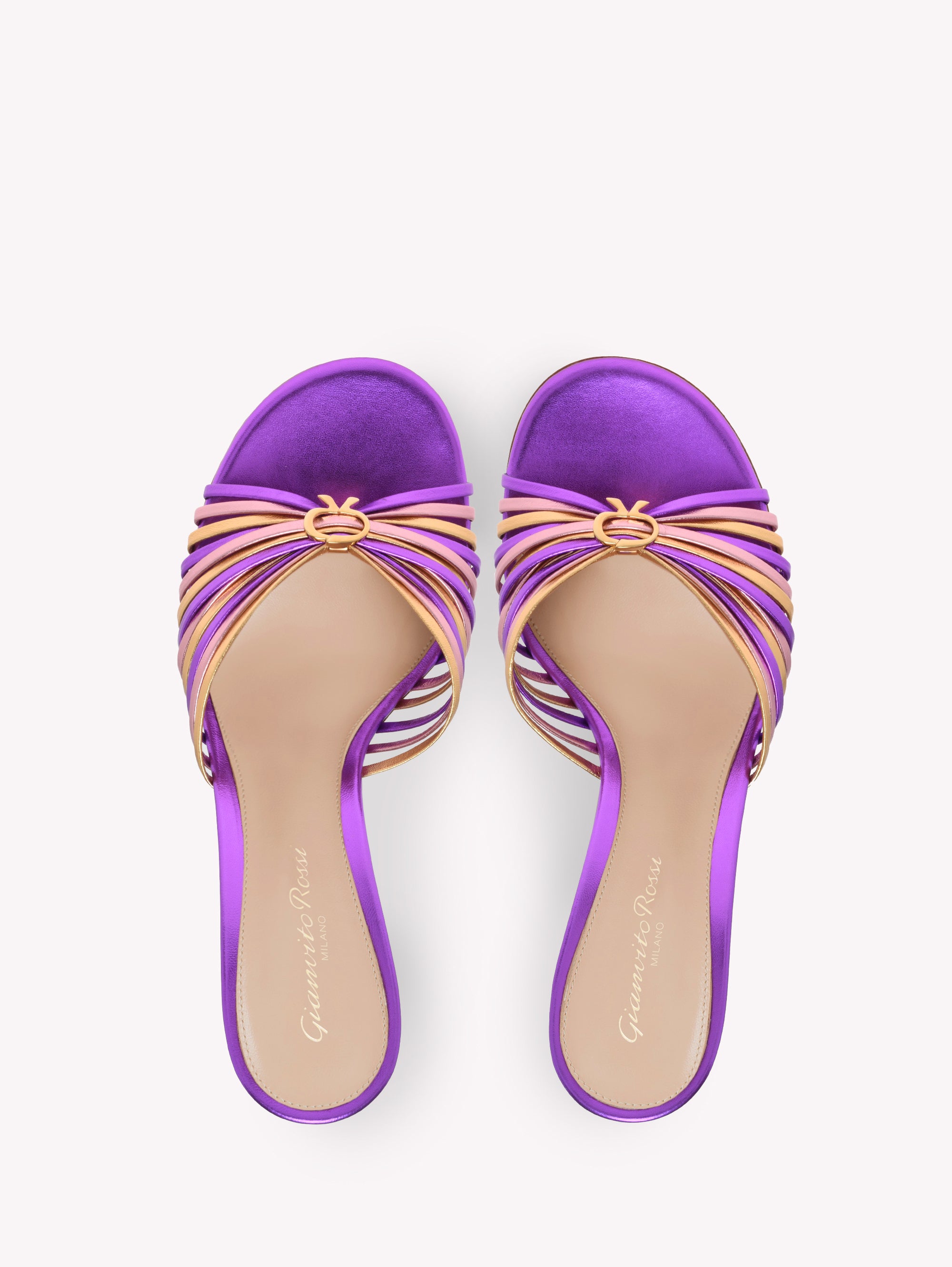 Sandales Vyna 70 en cuir lisse - Pourpre