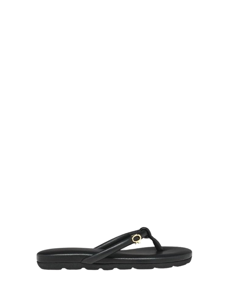 Sandales Fidji en cuir lisse - Noir