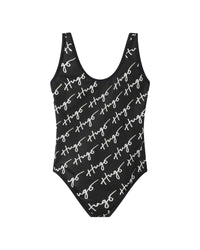 Maillot de bain 1 pièce à imprimé intégral signature - Noir & Blanc