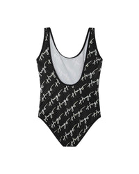 Maillot de bain 1 pièce à imprimé intégral signature - Noir & Blanc