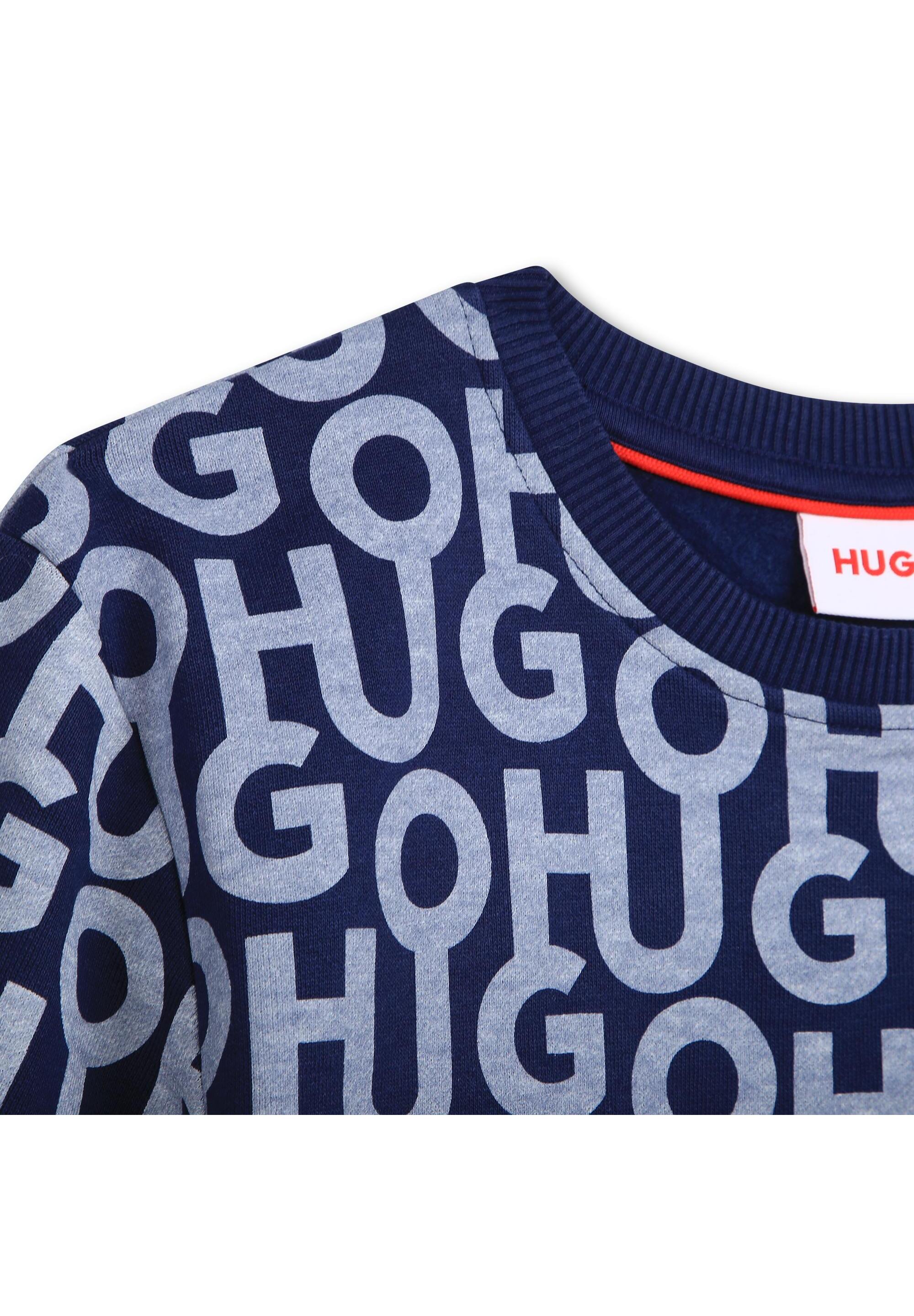 Robe col rond imrpimé monogramme en coton - Médiéval Blue