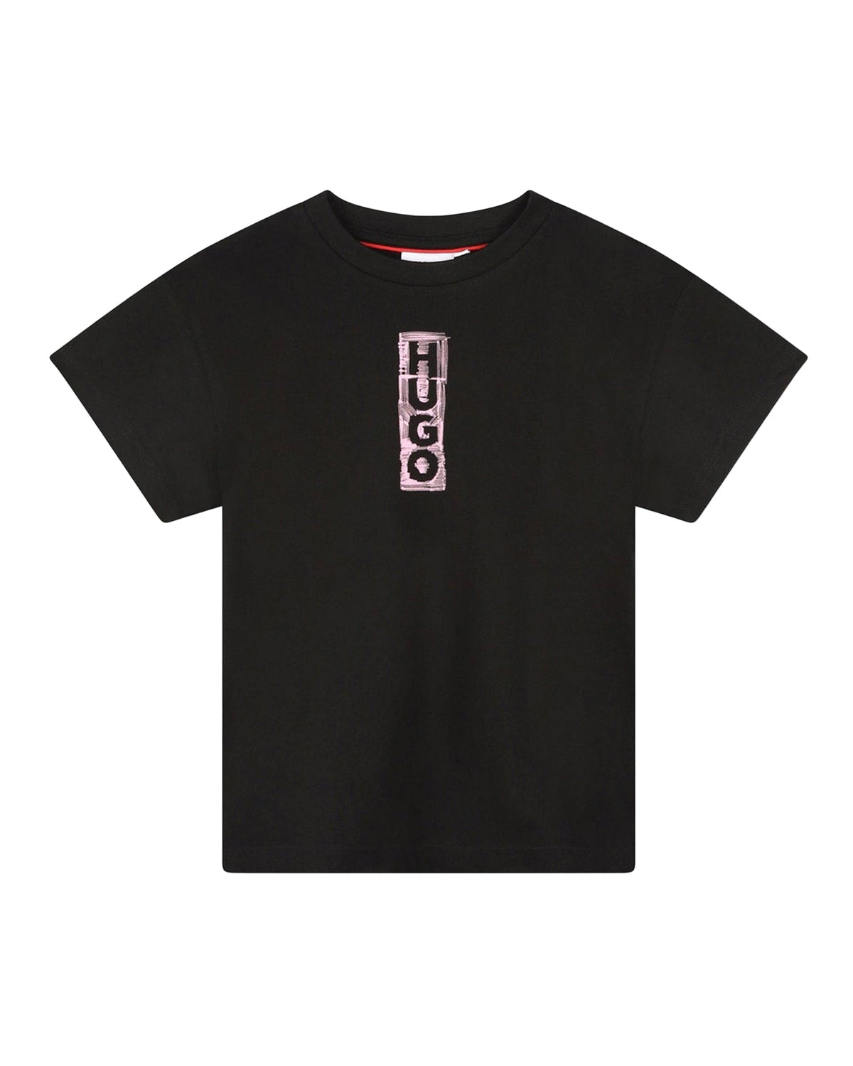 T-shirt à manches courtes à logo fantaisie en coton - Black
