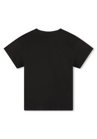 T-shirt à manches courtes à logo fantaisie en coton - Black