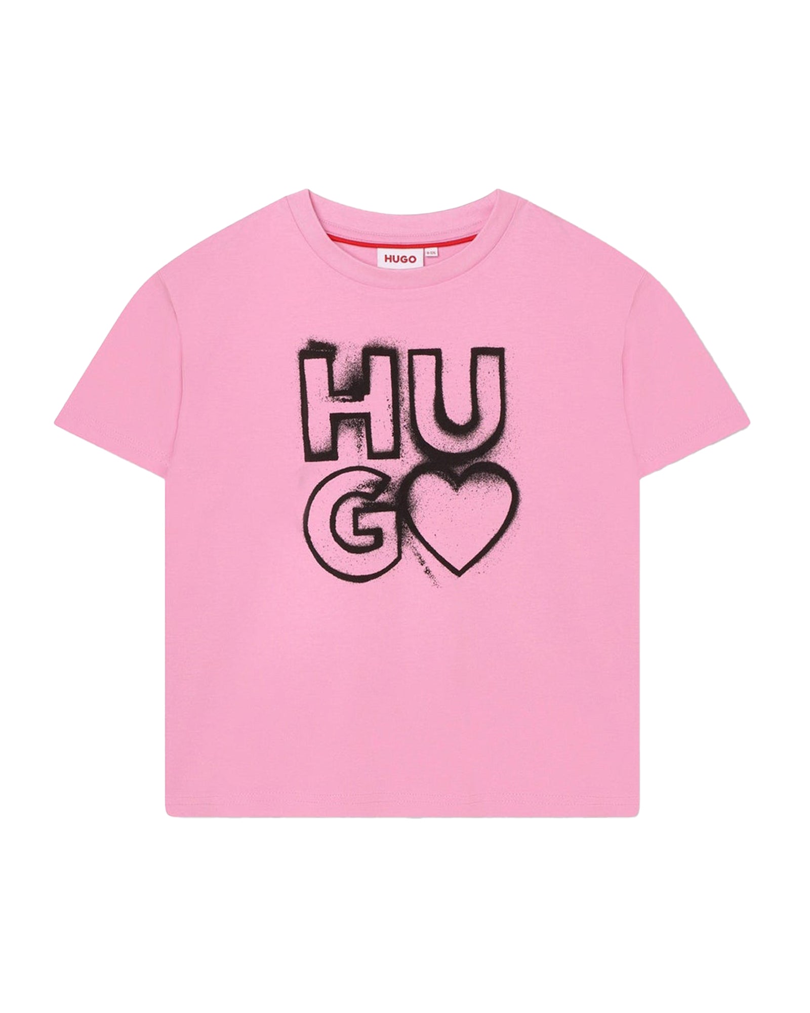 Short-sleeved T-shirt with fancy cotton logo - Deep Pink
