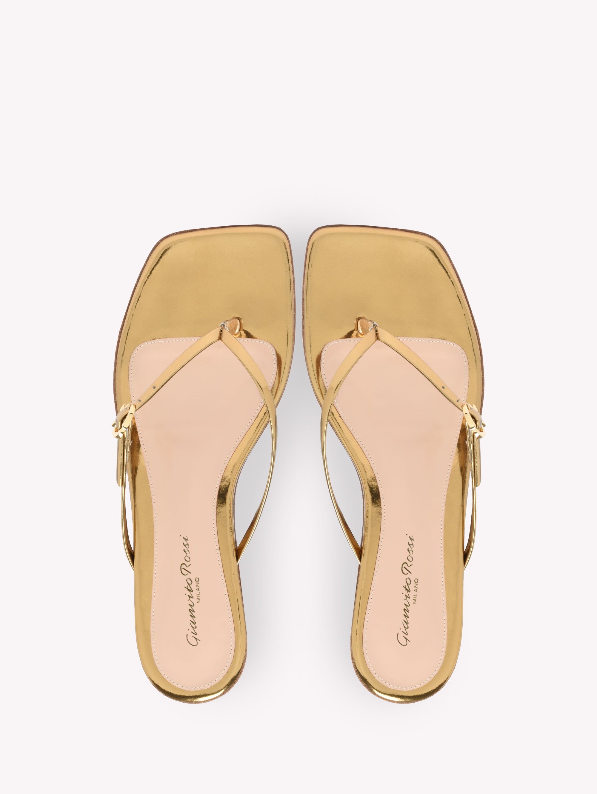 Sandales Ribbon en cuir lisse - Or