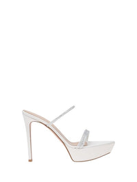 Sandales Cannes plateforme 115 en daim - Blanc