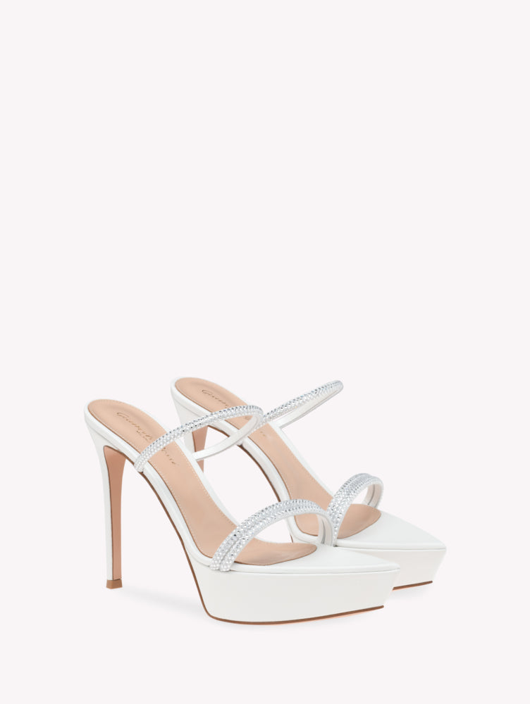 Sandales Cannes plateforme 115 en daim - Blanc