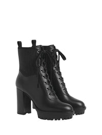 Bottines biker Martis 100 en cuir lisse - Noir