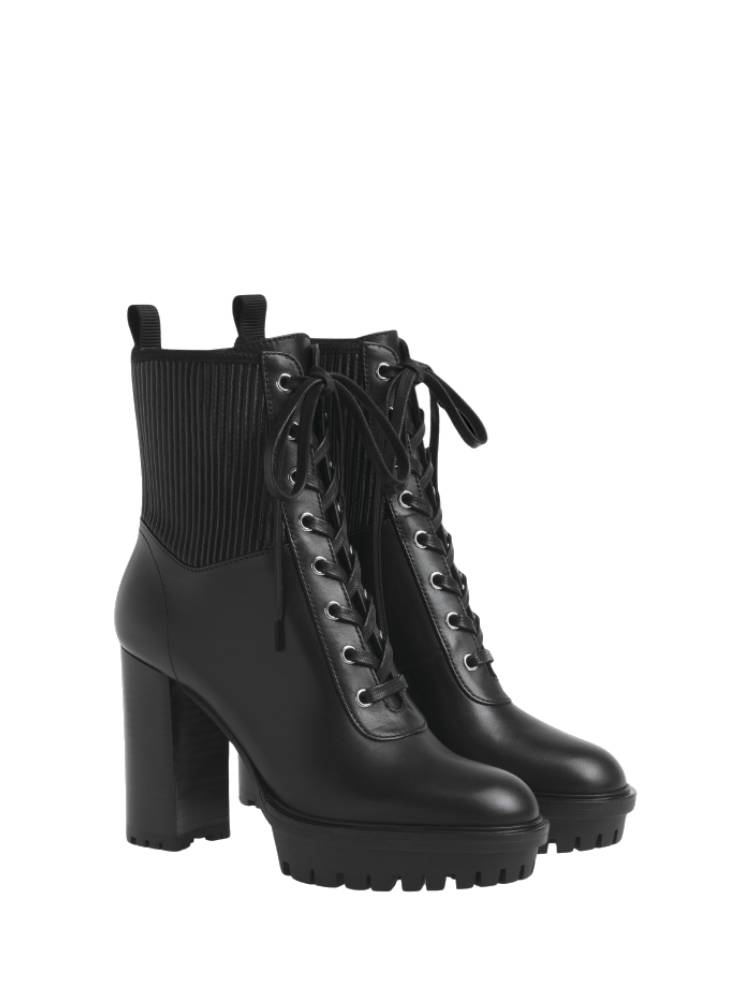 Bottines biker Martis 100 en cuir lisse - Noir