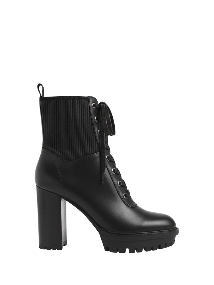 Bottines biker Martis 100 en cuir lisse - Noir