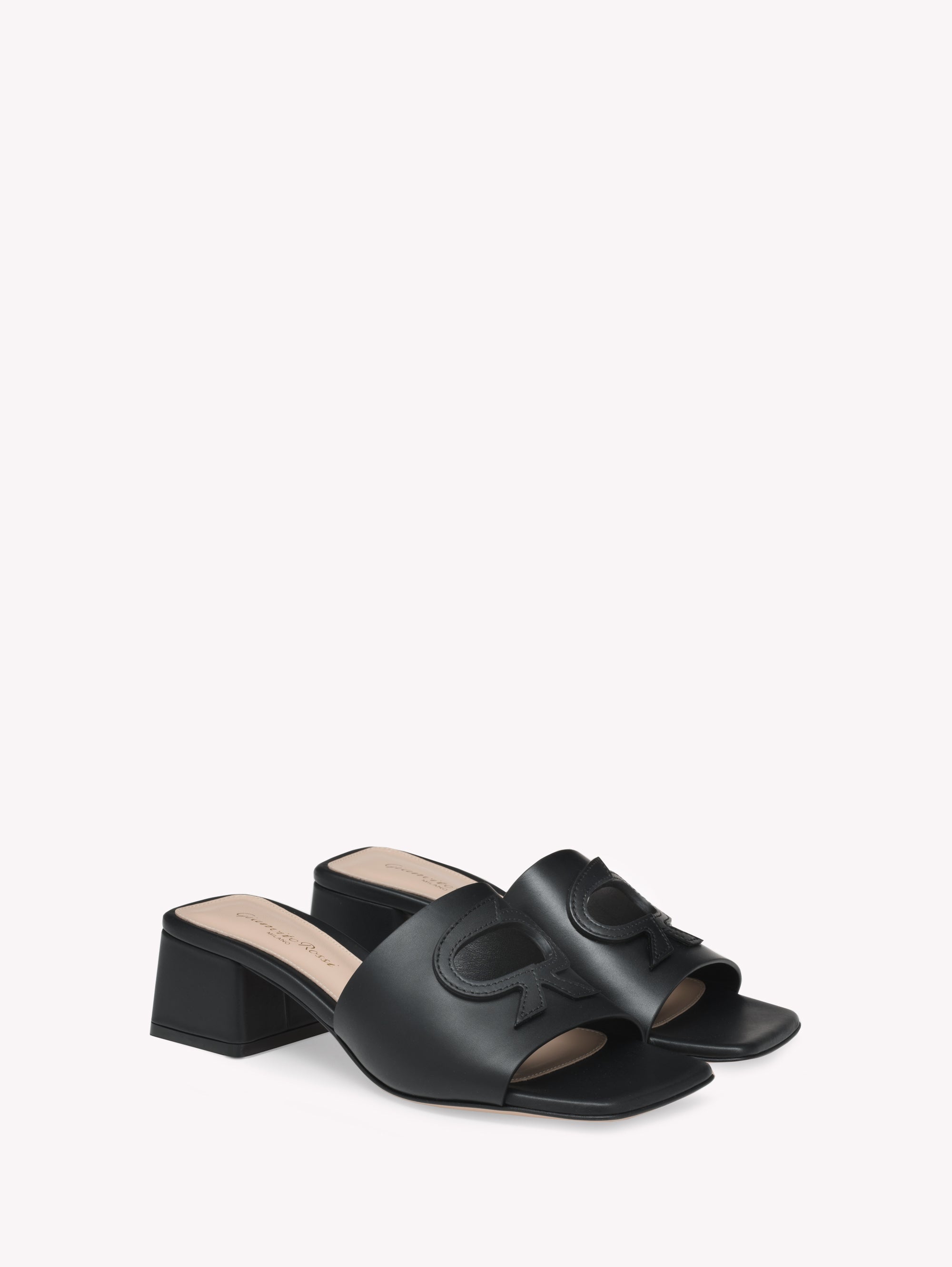 Sandales Ribbon 45 en cuir lisse - Noir