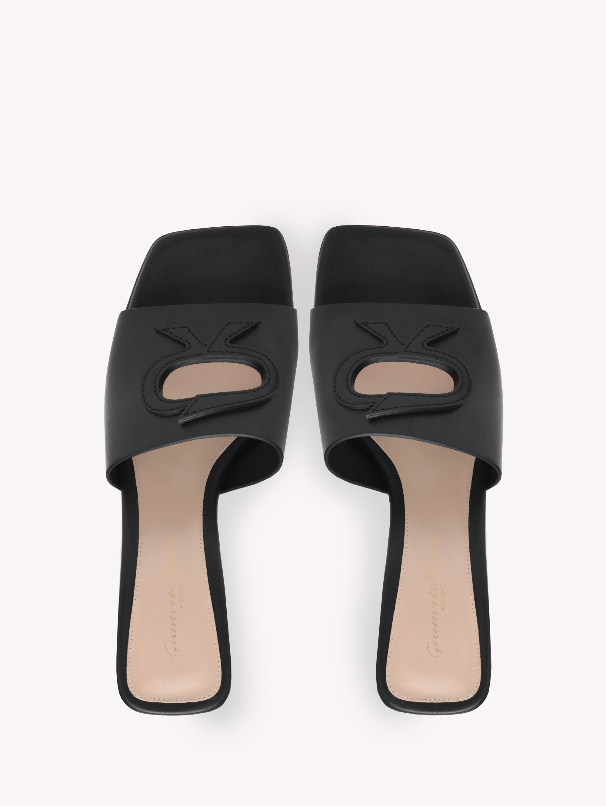 Sandales Ribbon 45 en cuir lisse - Noir