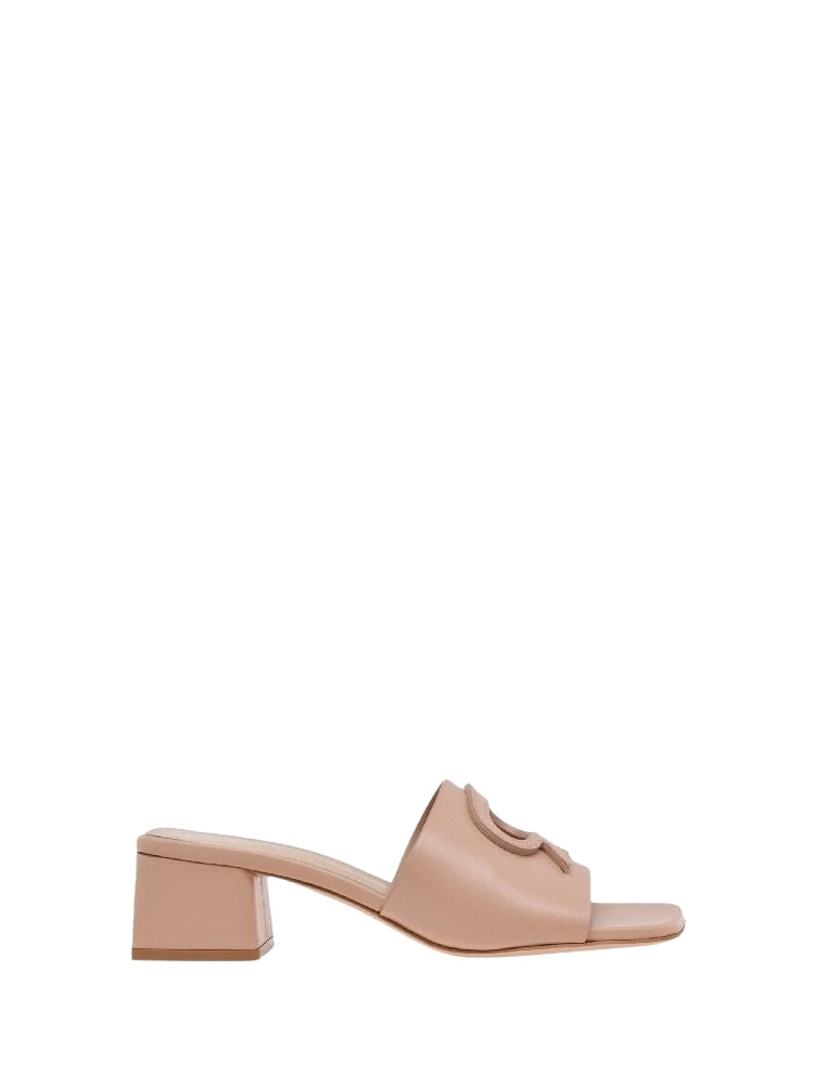 Sandales Ribbon 45 en cuir lisse - Rose