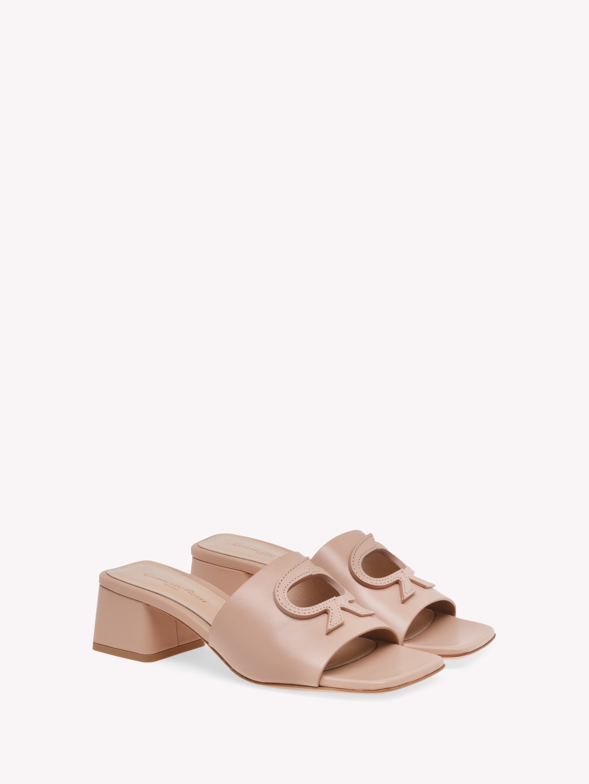 Sandales Ribbon 45 en cuir lisse - Rose