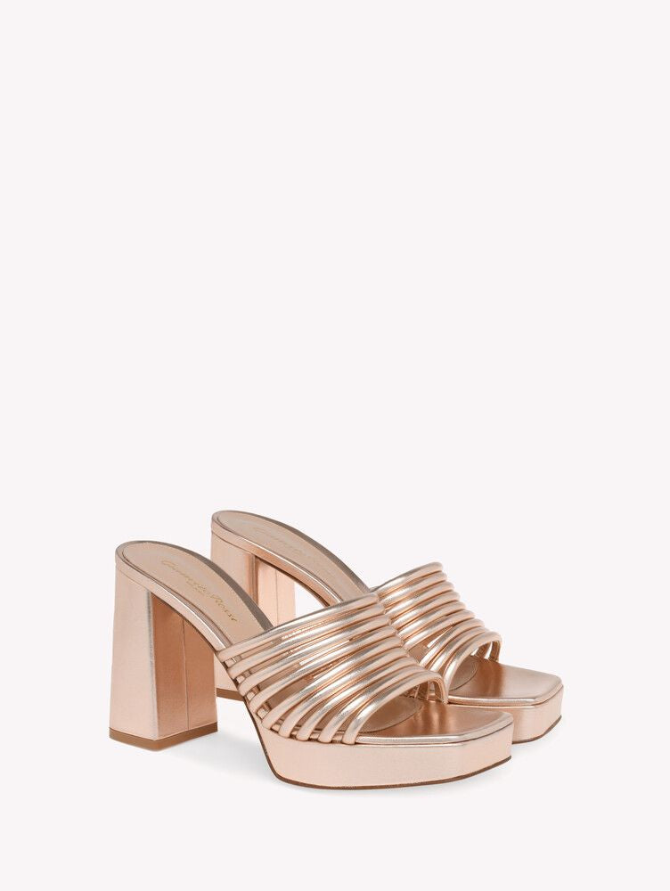 Sandales Lena 70 en cuir lisse - Rose gold