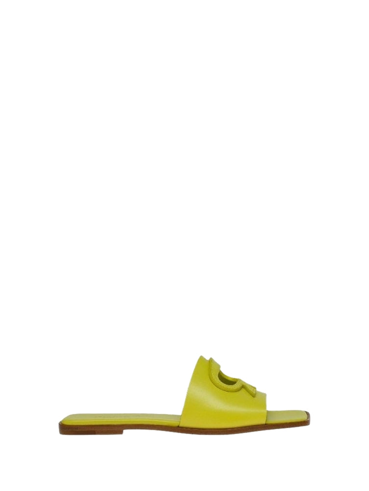 Sandales Ribbon en cuir lisse - Vert
