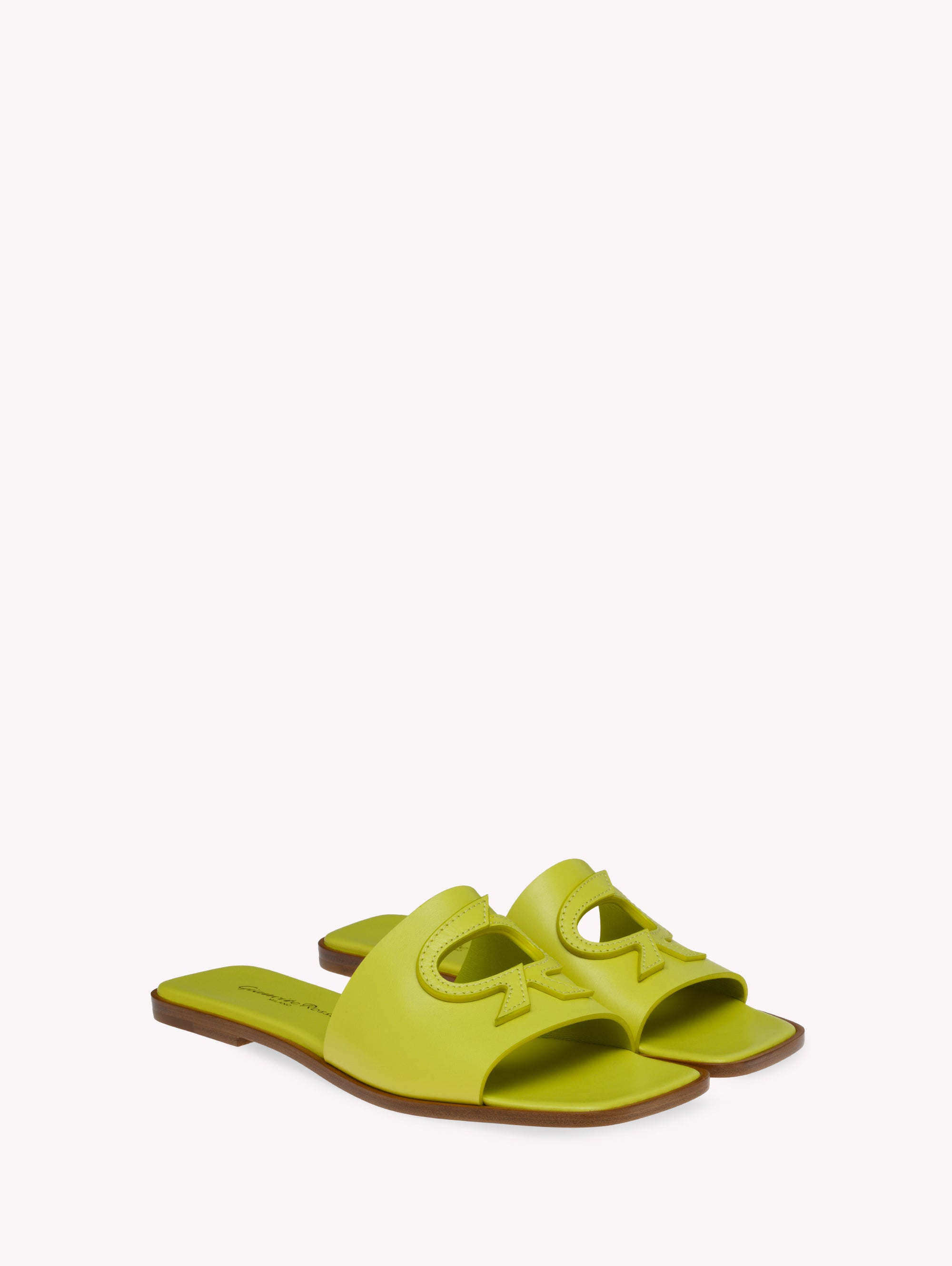 Sandales Ribbon en cuir lisse - Vert