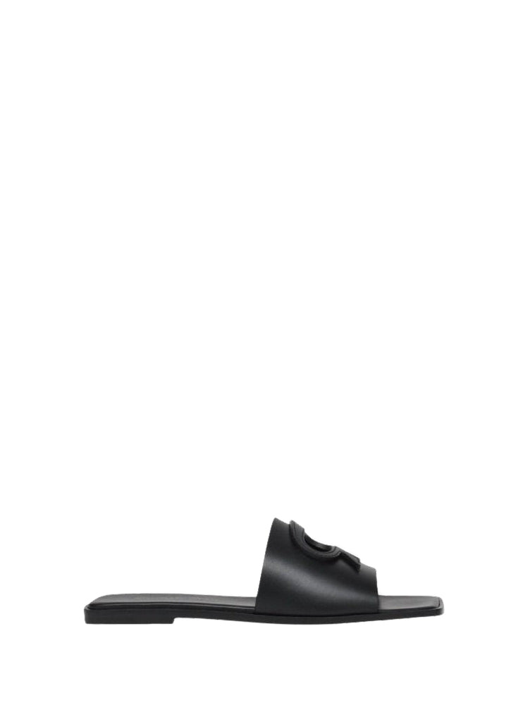 Sandales Ribbon en cuir lisse - Noir