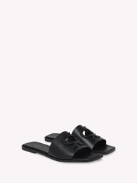 Sandales Ribbon en cuir lisse - Noir