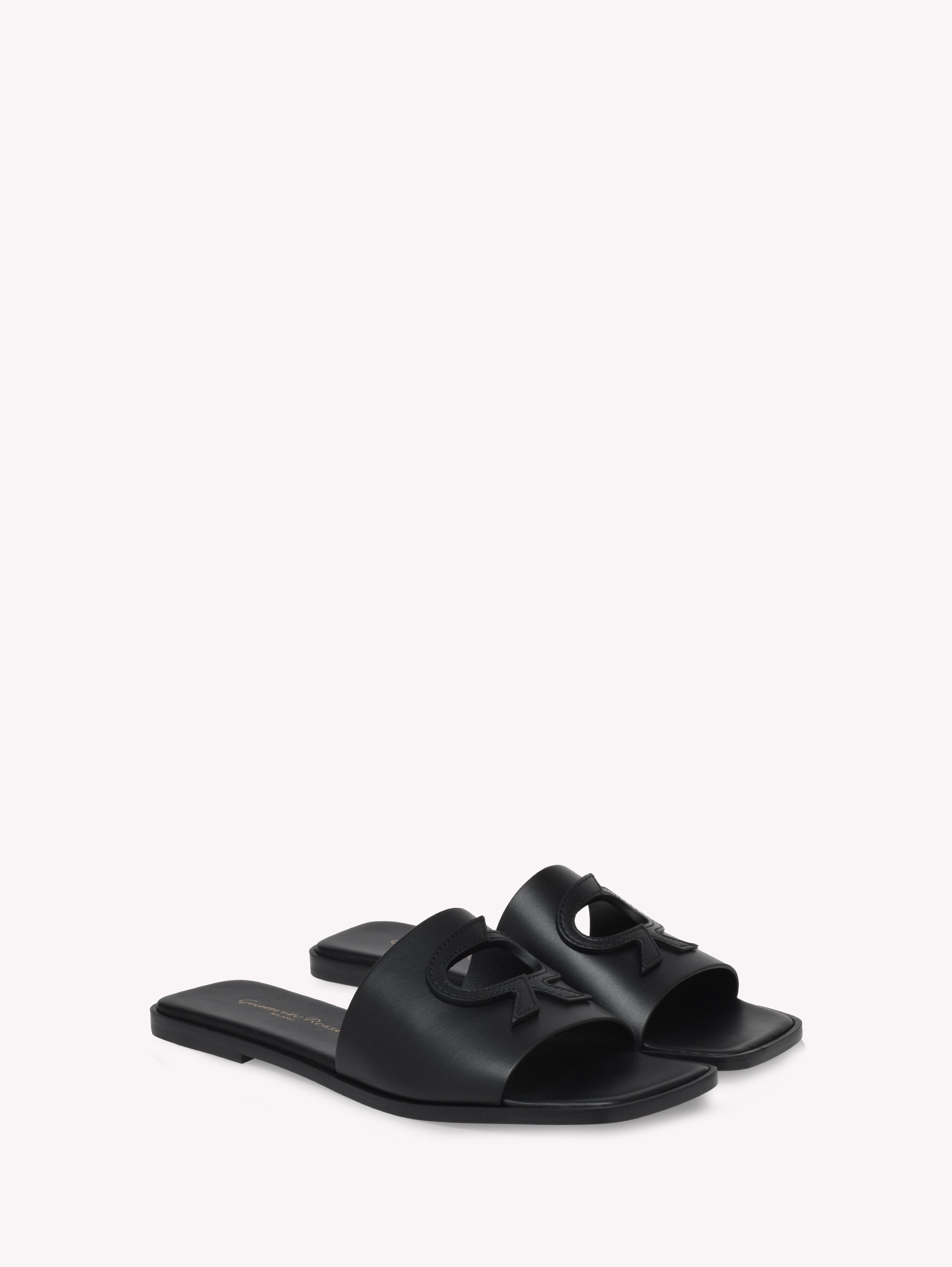 Sandales Ribbon en cuir lisse - Noir