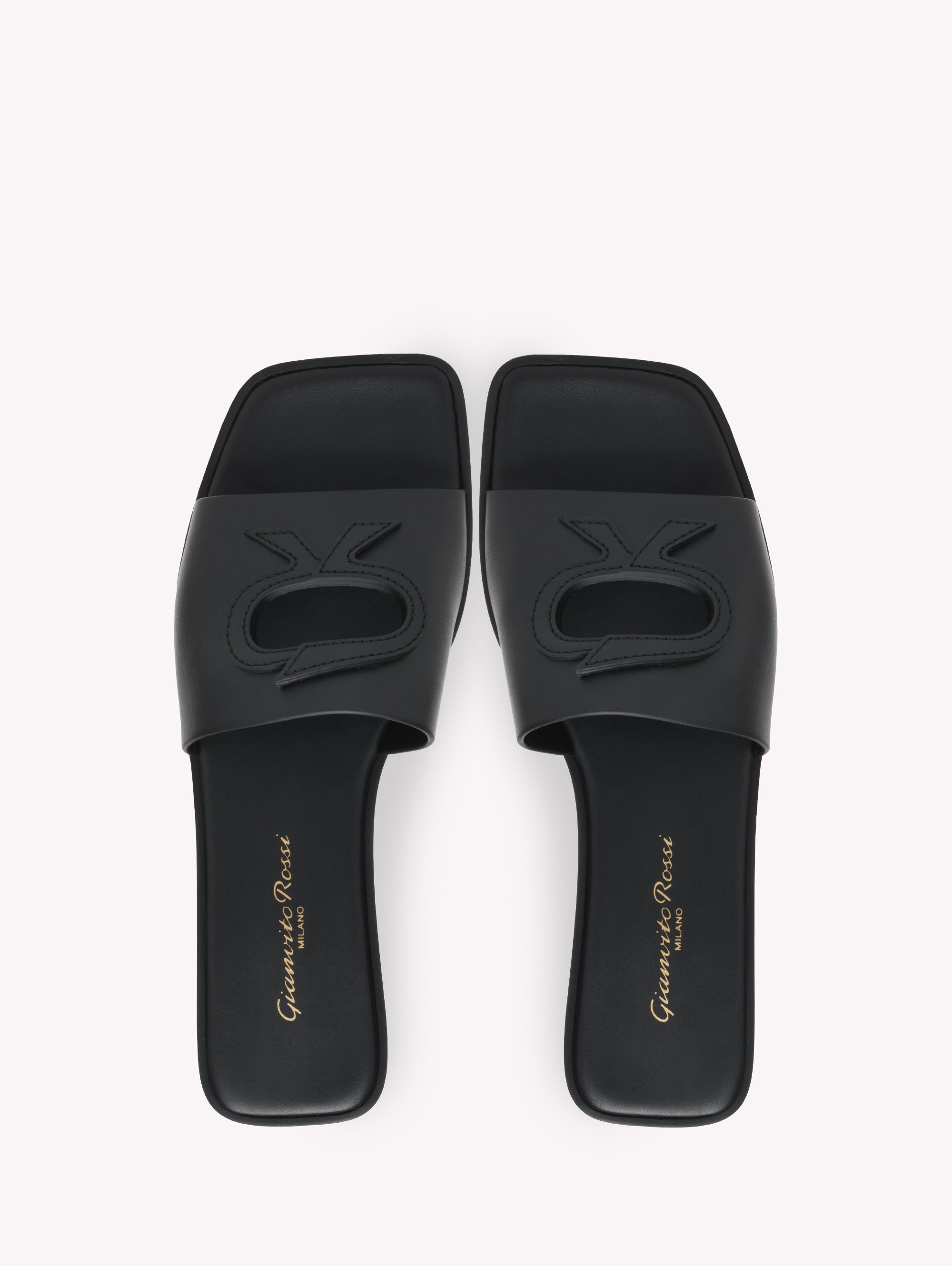 Sandales Ribbon en cuir lisse - Noir
