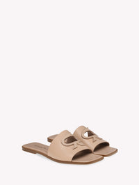 Mules Ribbon Slide en cuir lisse - Rose