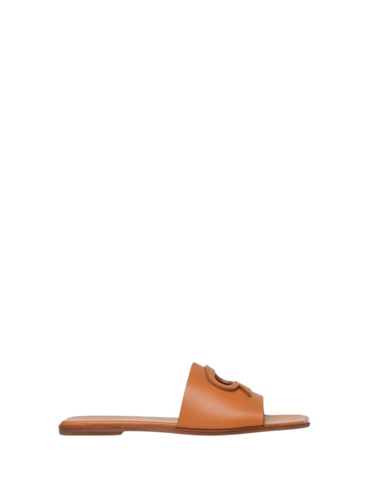 Mules Ribbon Slide en cuir lisse - Brun