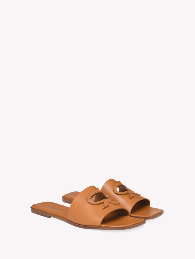 Mules Ribbon Slide en cuir lisse - Brun