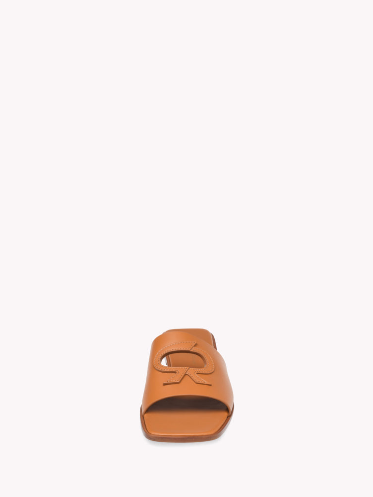 Mules Ribbon Slide en cuir lisse - Brun