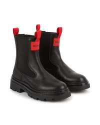 Boots with leather logo - Black