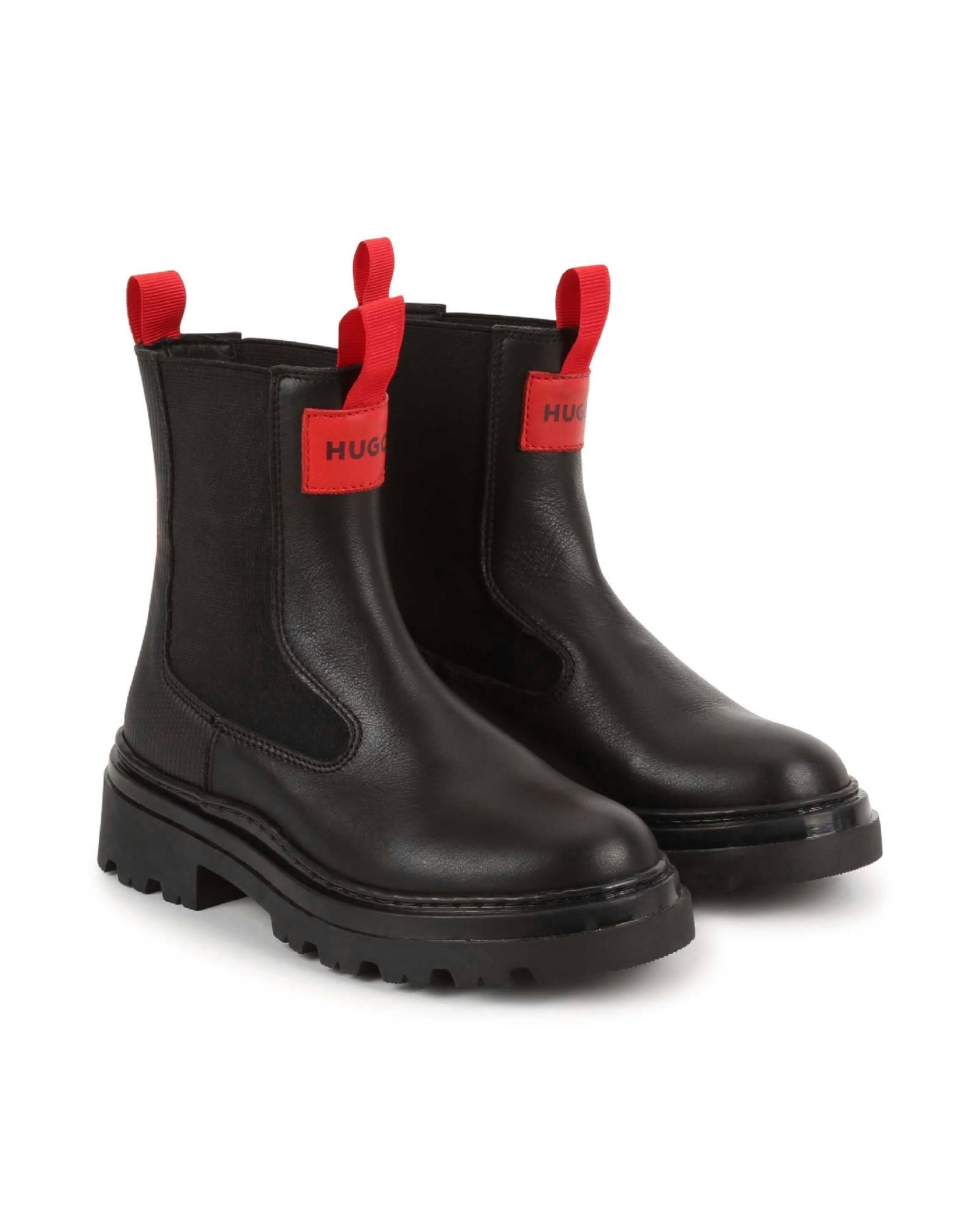 Boots with leather logo - Black