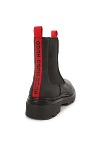 Boots with leather logo - Black