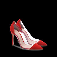 Escarpins Plexi 105 en daim - Rouge
