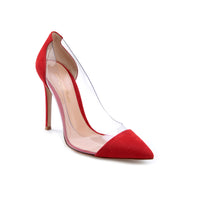 Escarpins Plexi 105 en daim - Rouge