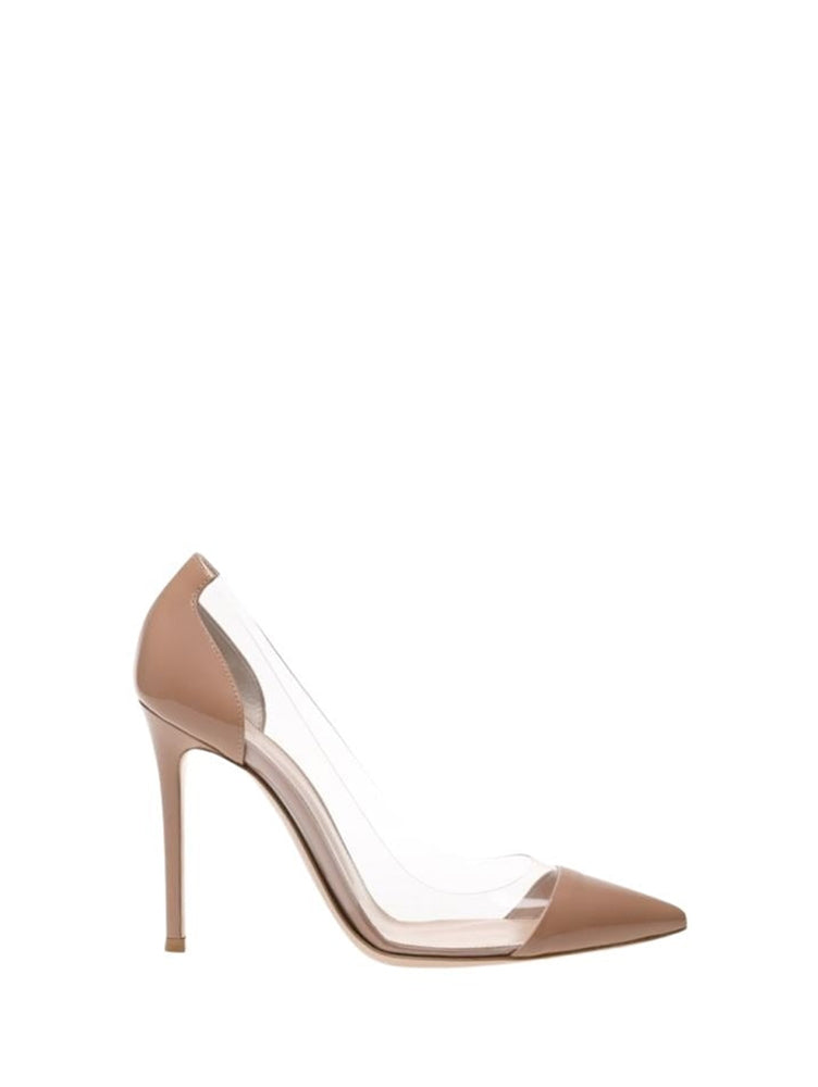 Escarpins Plexi 105 en cuir verni - Neutre