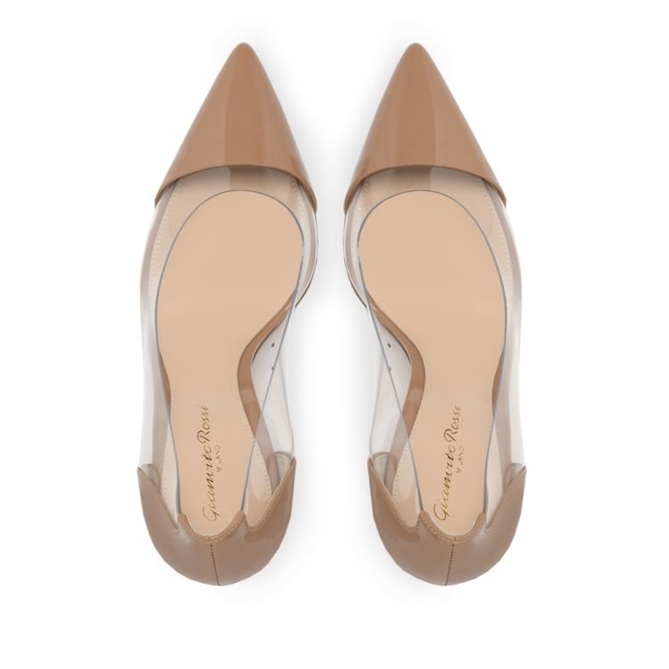 Escarpins Plexi 105 en cuir verni - Neutre