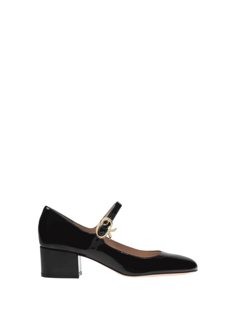 Ballerines Mary Ribbon 45 en cuir verni - Noir