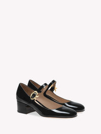Ballerines Mary Ribbon 45 en cuir verni - Noir