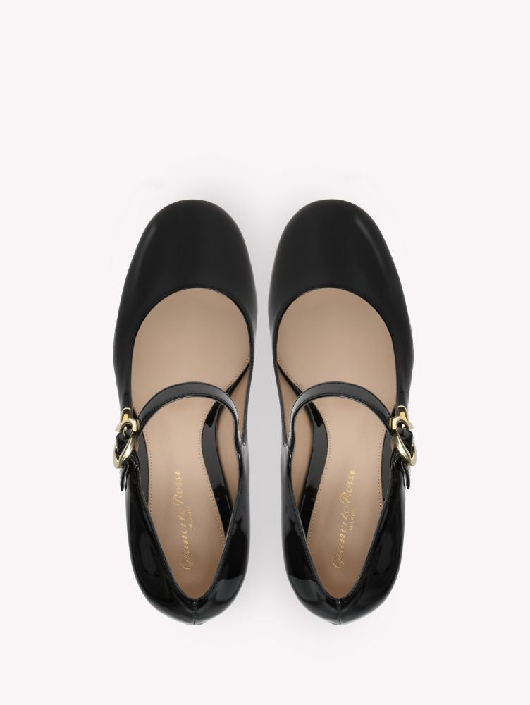 Ballerines Mary Ribbon 45 en cuir verni - Noir