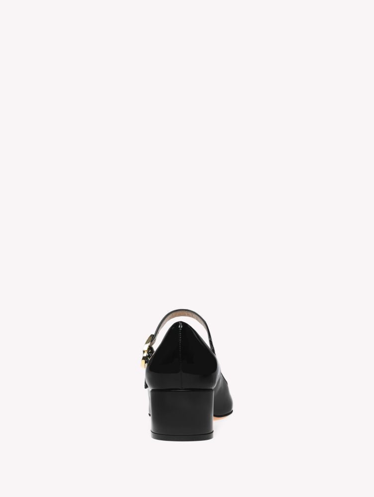 Ballerines Mary Ribbon 45 en cuir verni - Noir