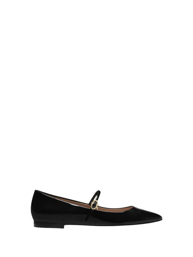 Ballerines Ribbon Jane en cuir lisse - Noir