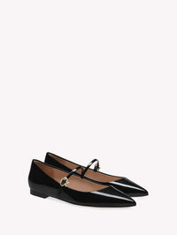 Ballerines Ribbon Jane en cuir lisse - Noir