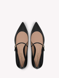Ballerines Ribbon Jane en cuir lisse - Noir