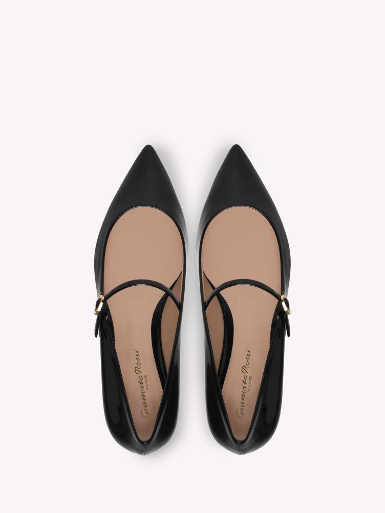 Ballerines Ribbon Jane en cuir verni - Noir